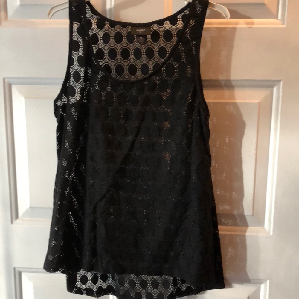 Lace tank top - black, size XS